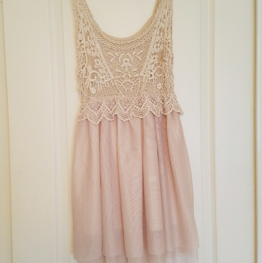 Tan lace short dress